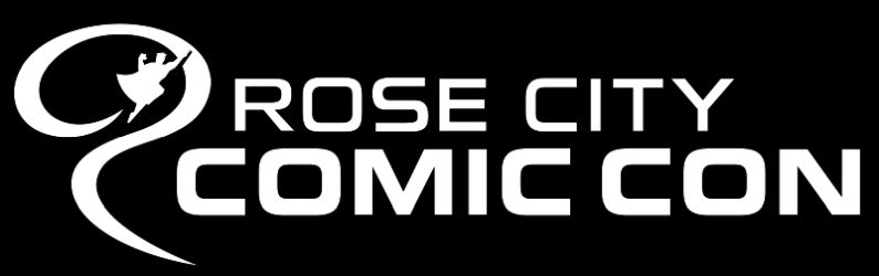 convention logos, rose city comic con, rose city comic con logo black and white